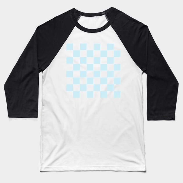 Light Blue Checker Pattern Baseball T-Shirt by maya-reinstein